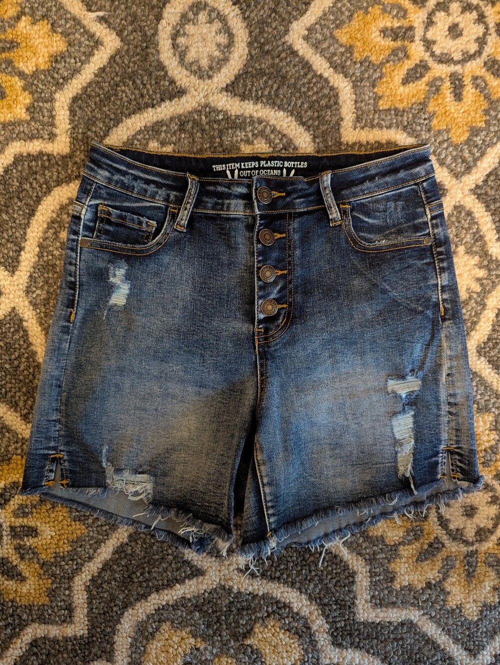 G&L RePurposed Button Fly Shorts In Dark Mid Wash